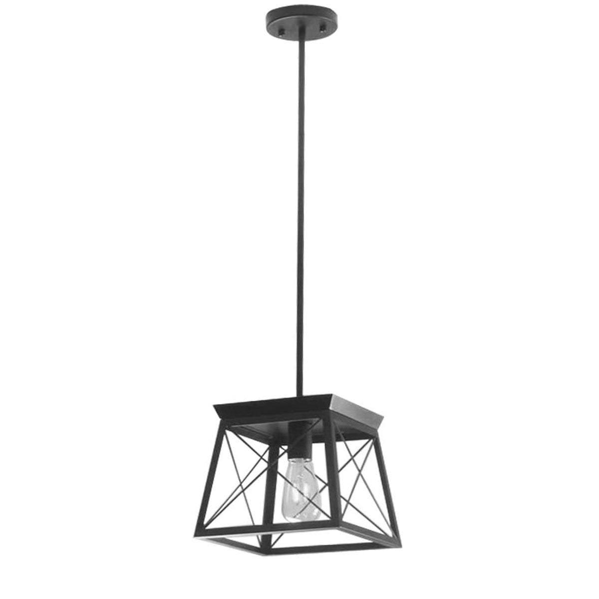 Industrial Dining Cage Pendant Light Black Wire Pendant Fixture Black