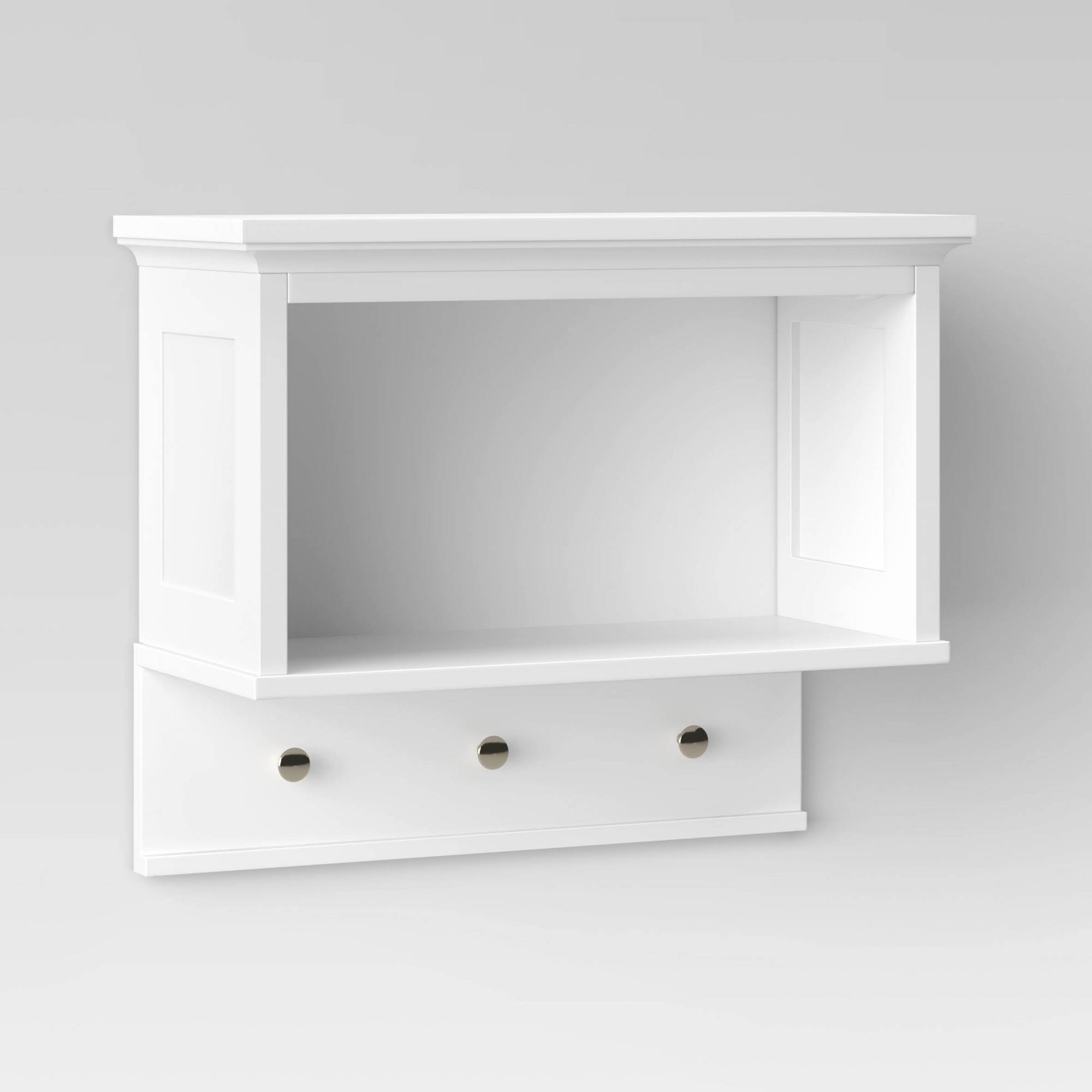 Wall Shelf with Hooks White Threshold HJ03