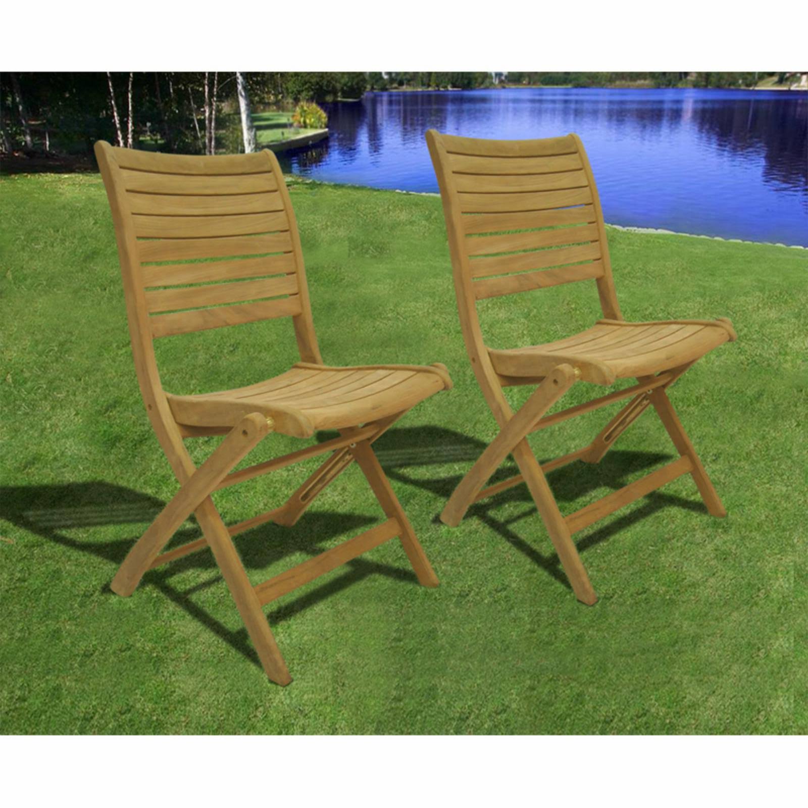 Amazonia Dublin Teak Folding Chairs Set of 2 HJ03