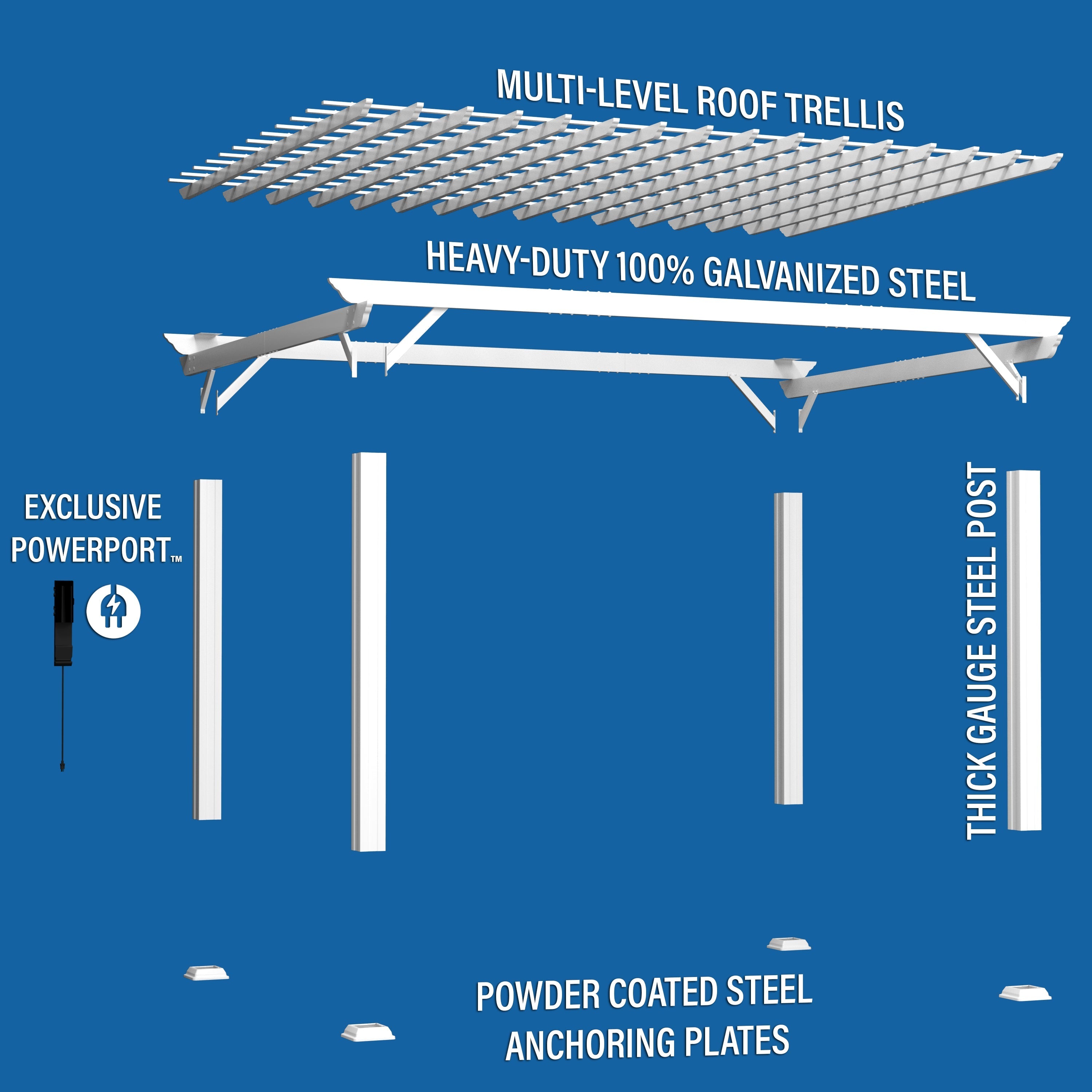 16x12 Hawthorne Traditional Steel Pergola - aiept