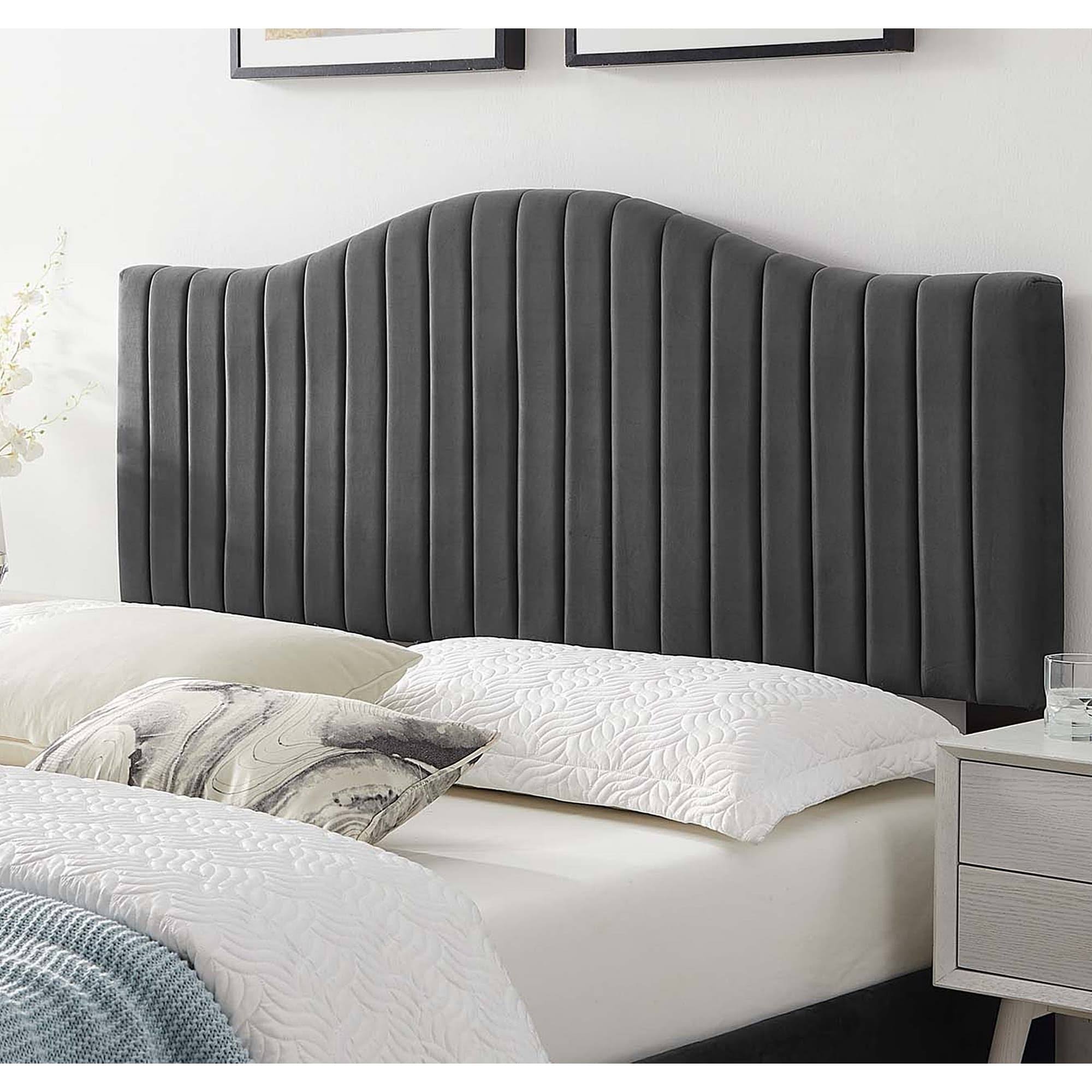 Findlay Arched Charcoal Velvet Upholstered Twin Size Headboard - GZM03-S