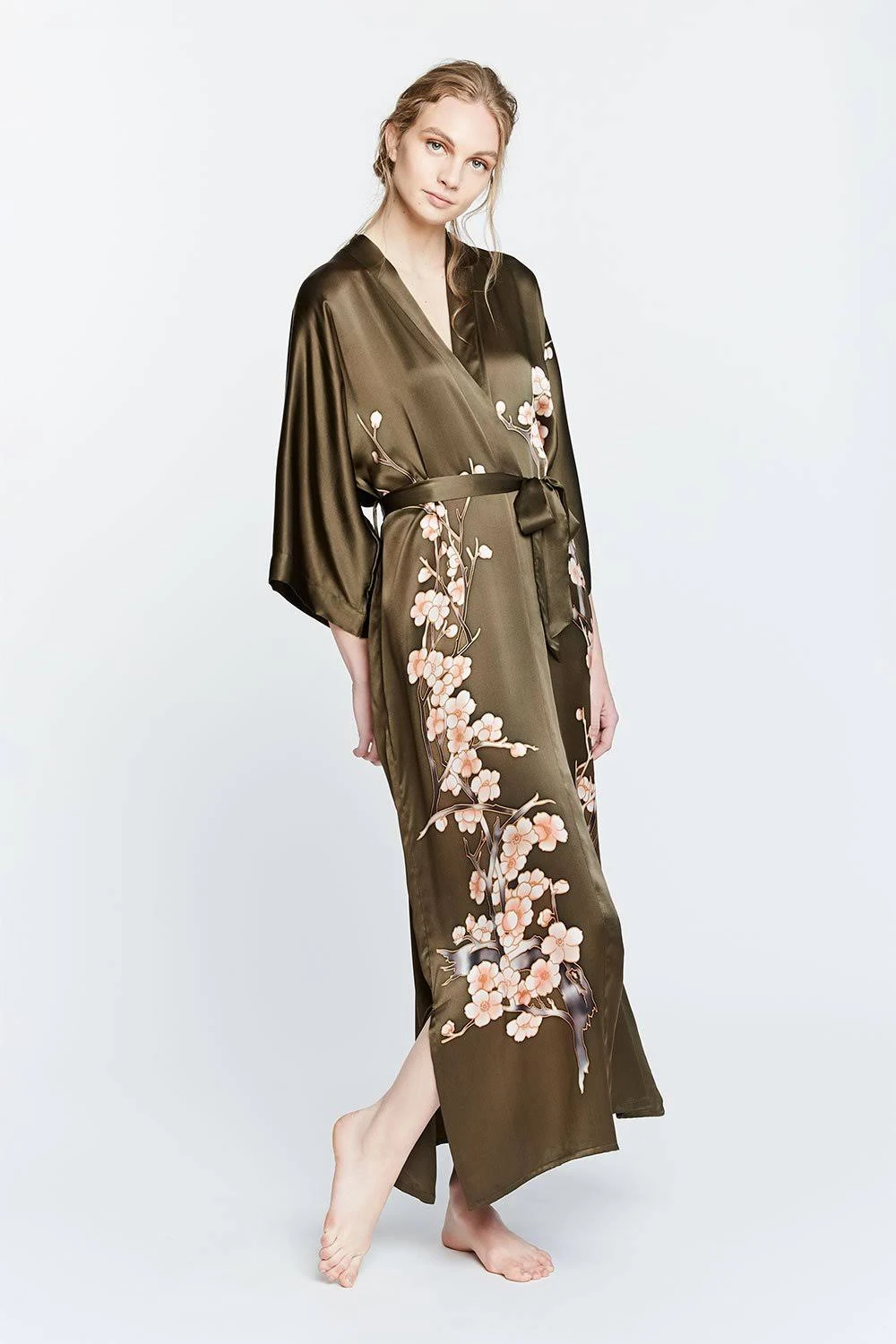 Handpainted Cherry Blossom Kimono Robe - aiept