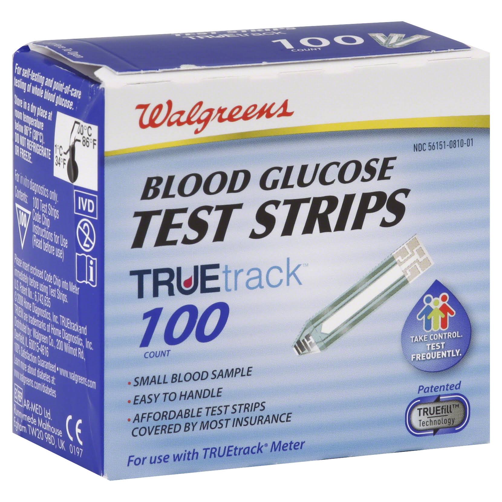 Walgreens Truetrack Blood Glucose Test Strips 100 count box GZM03S