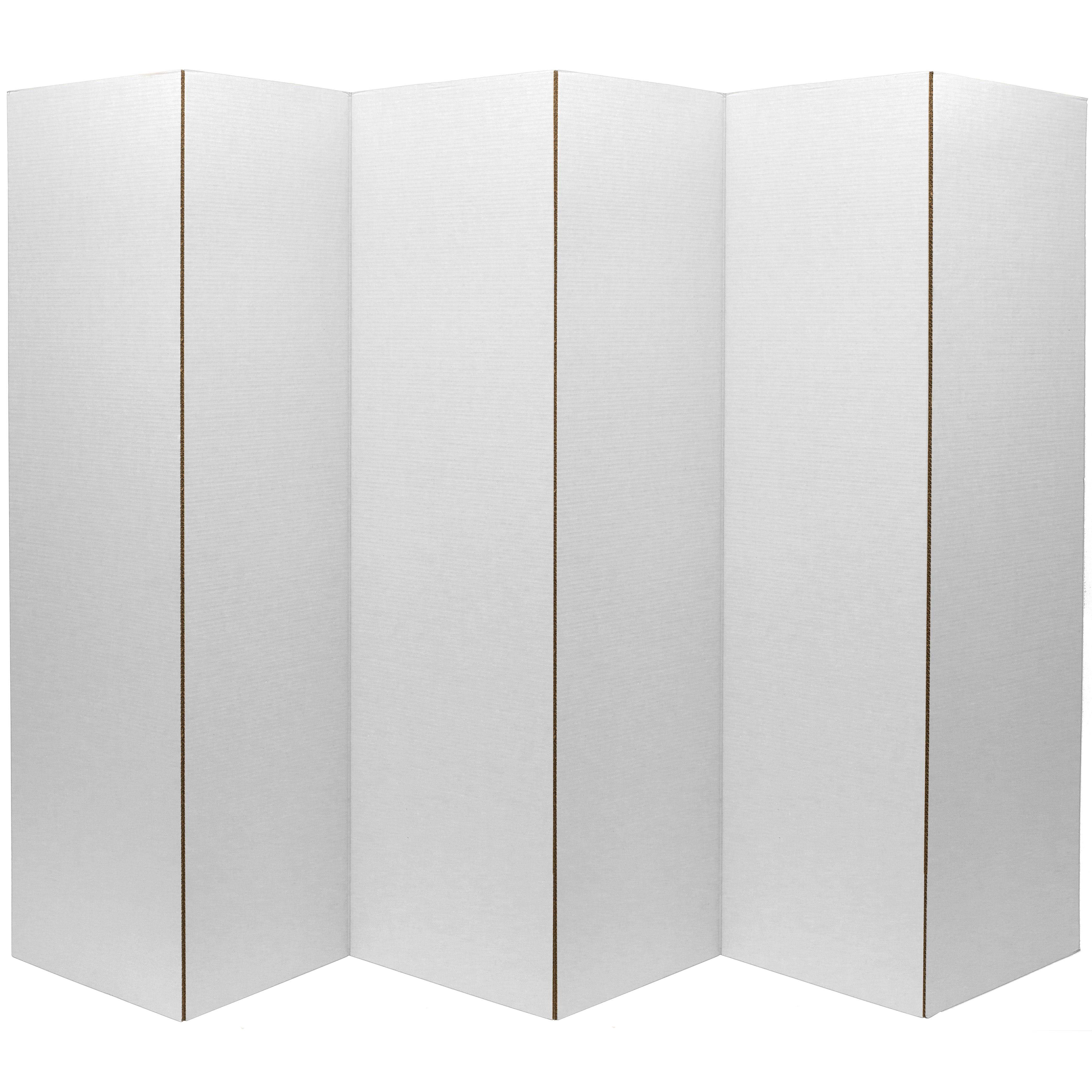 Oriental Furniture 6 ft. Tall White Cardboard Room Divider 6 Panel