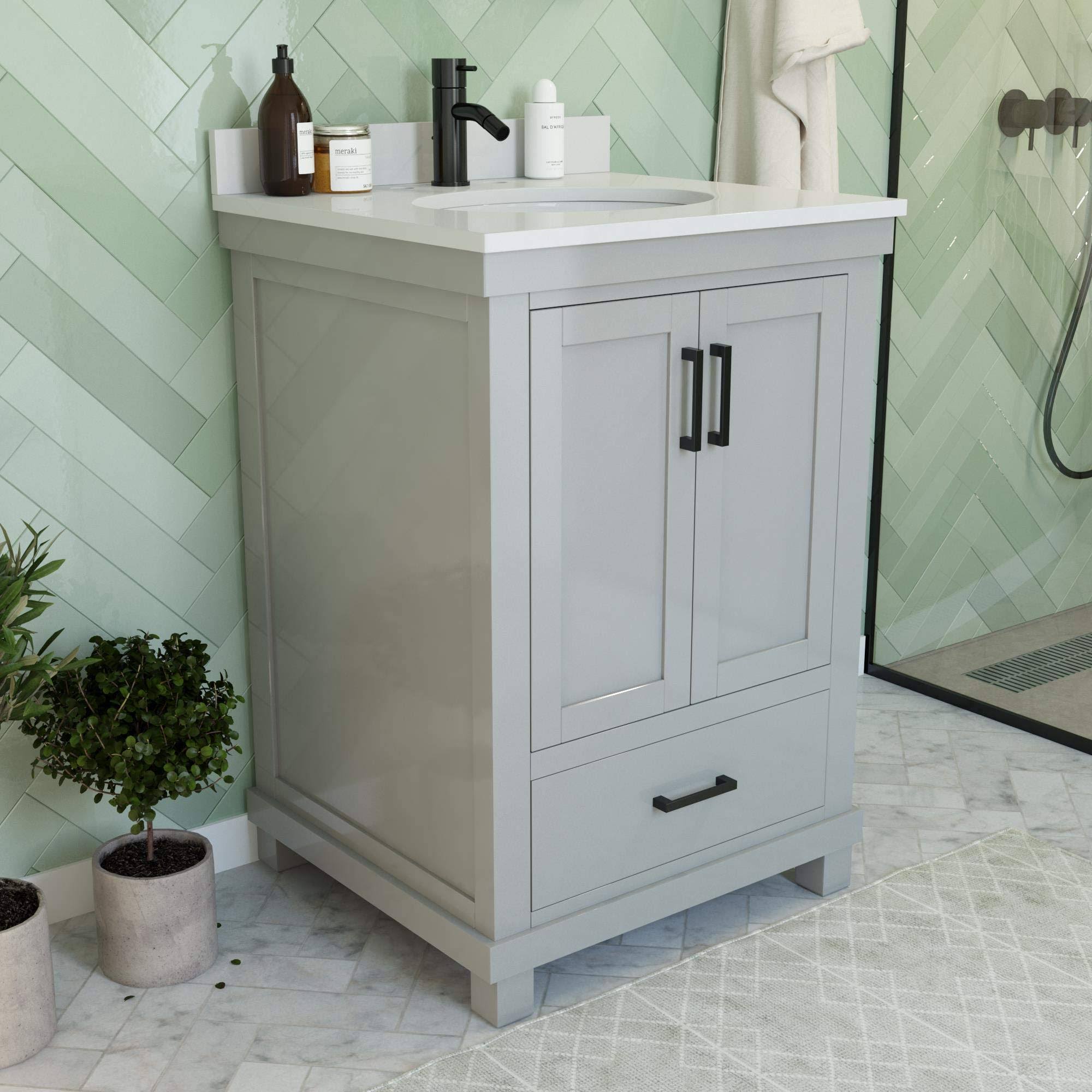 Dorel Living Sunnybrooke 24 Inch Bathroom Vanity With Sink, Gray - Aiept