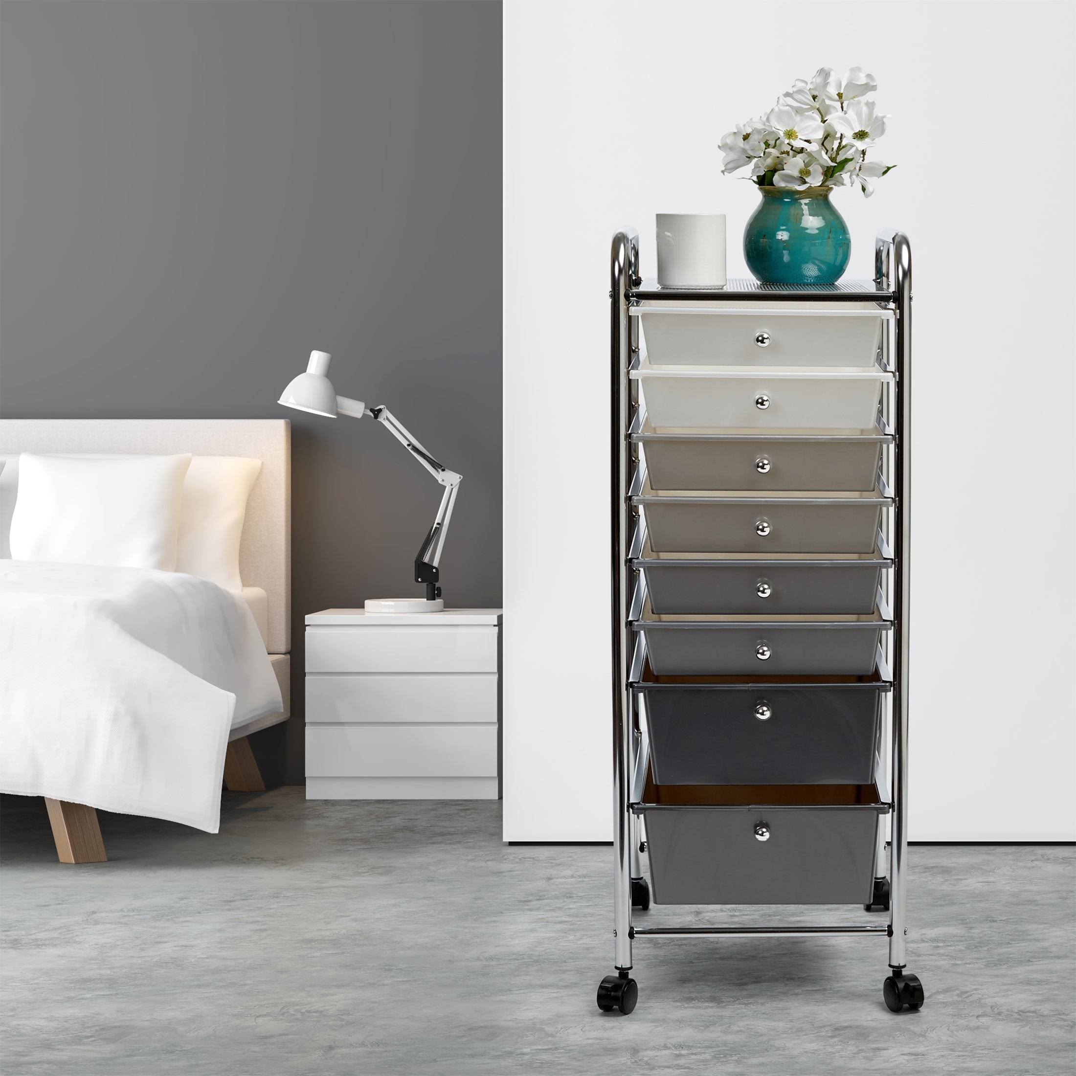 🔥Seville Classics 8Drawer Storage Bin Organizer Cart, Gradient Gray