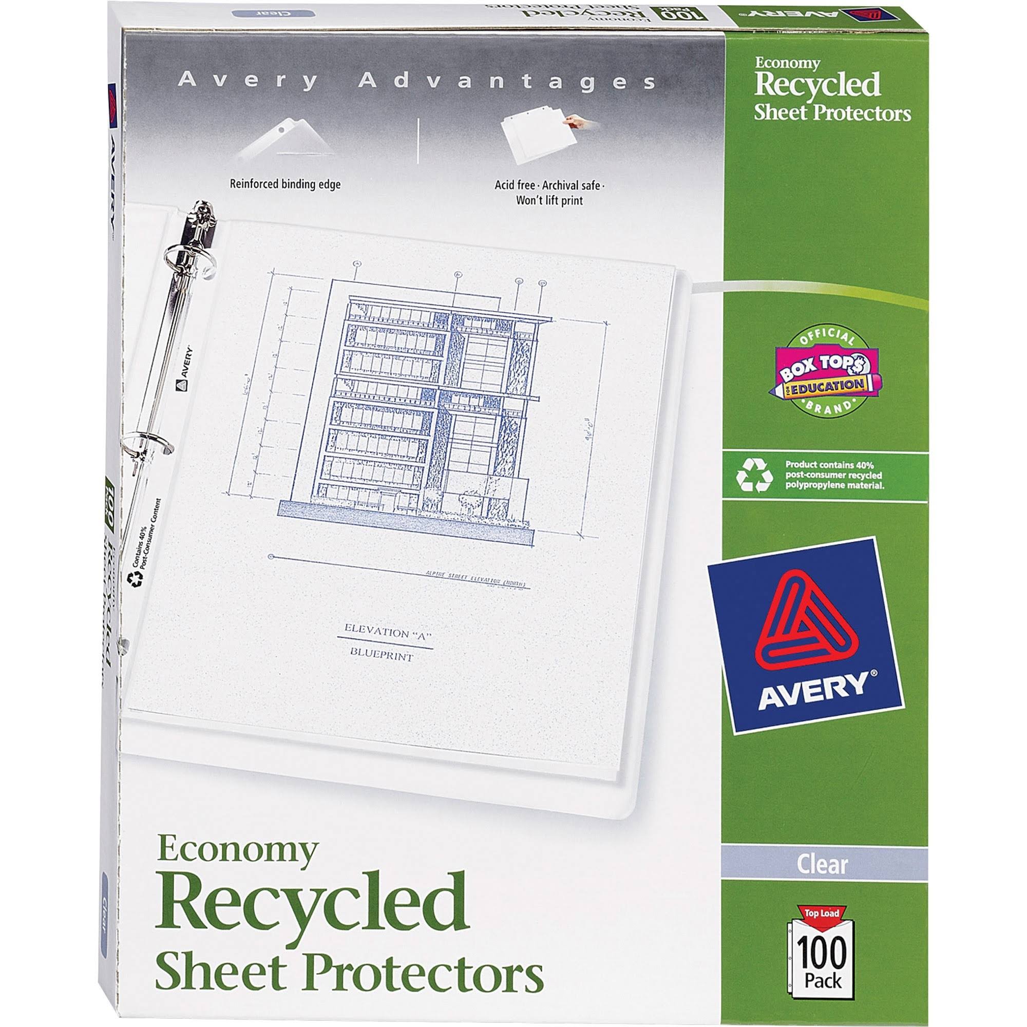 🔥Avery TopLoad Recycled Polypropylene Sheet Protector SemiClear 100