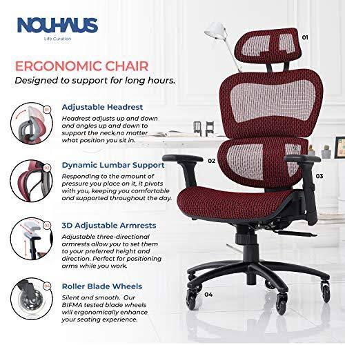 🔥NOUHAUS Ergo3D Ergonomic Office Chair Rolling Desk Chair with 3D