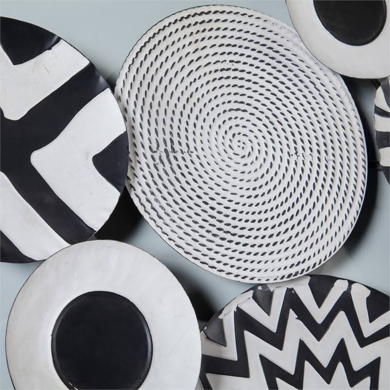 Pemberly Row Black and White Abstract Metal Wall Sculpture CT03s