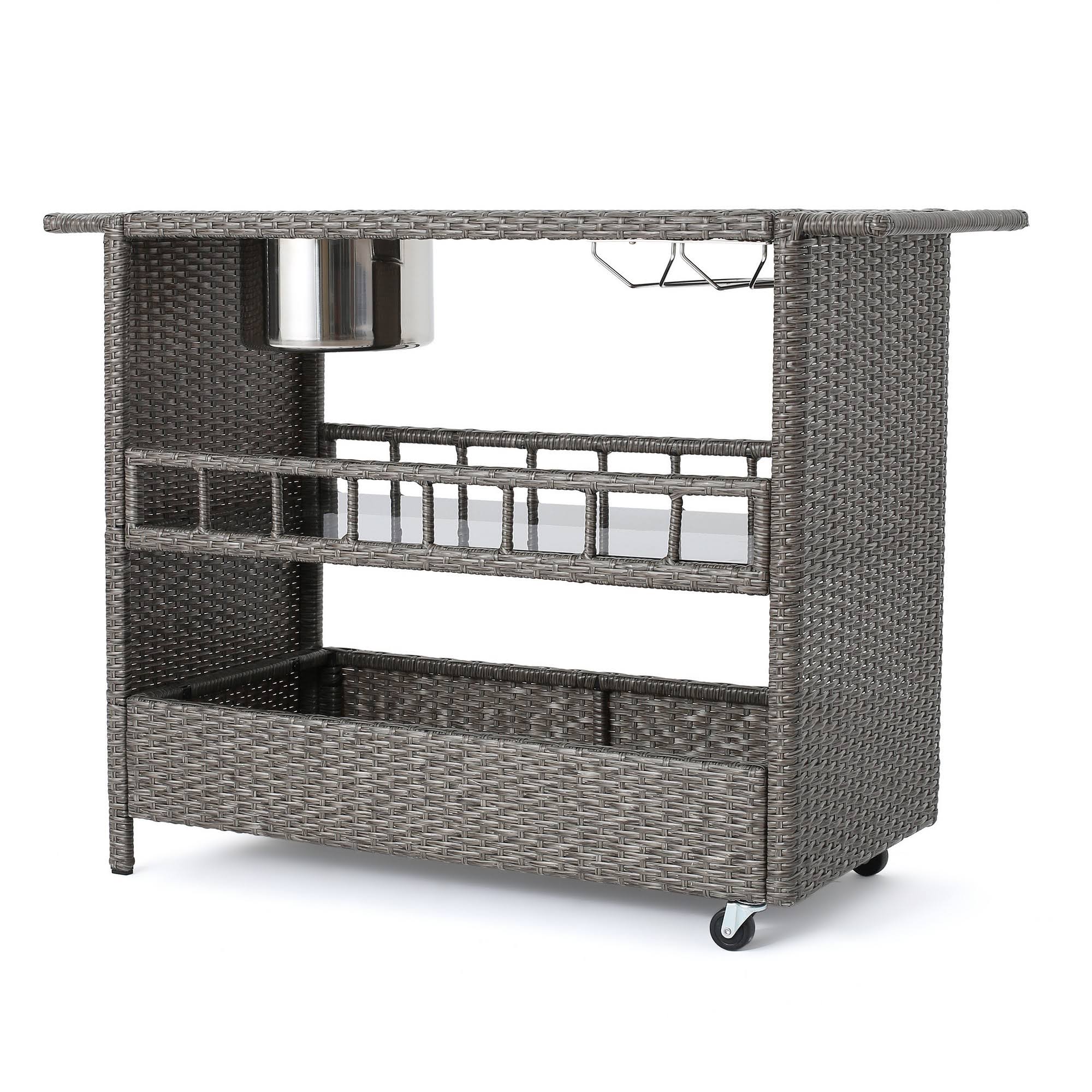 🔥Puerta Outdoor Wicker Bar Cart CT03s