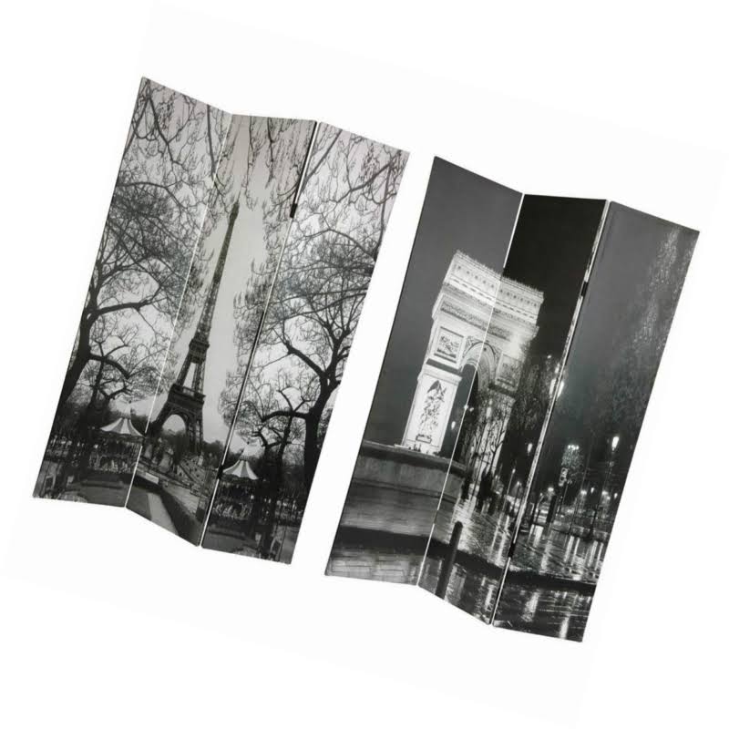 🔥Oriental Furniture Double Sided Paris 3 Panel Room Divider Eiffel Tow