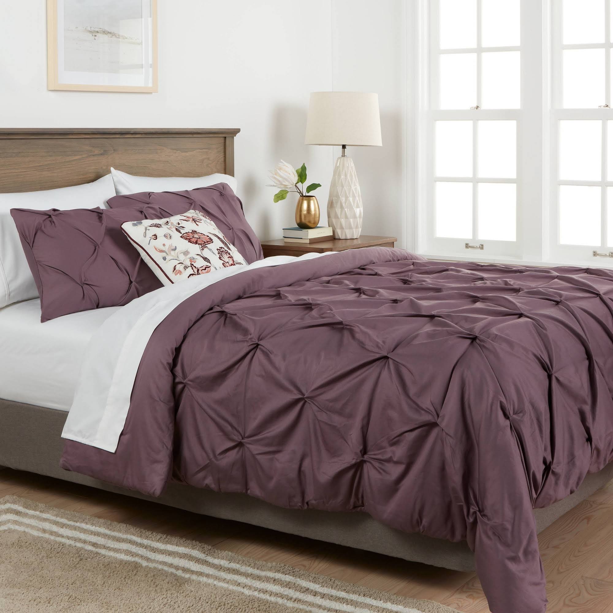 🔥Threshold Pinched Pleat Comforter Set, Lavender, Queen - CT-03-s