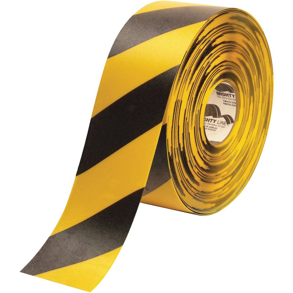 Mighty Line T94100BY 4 in. x 100 ft. Yellow Black Deluxe Safety Tape ...