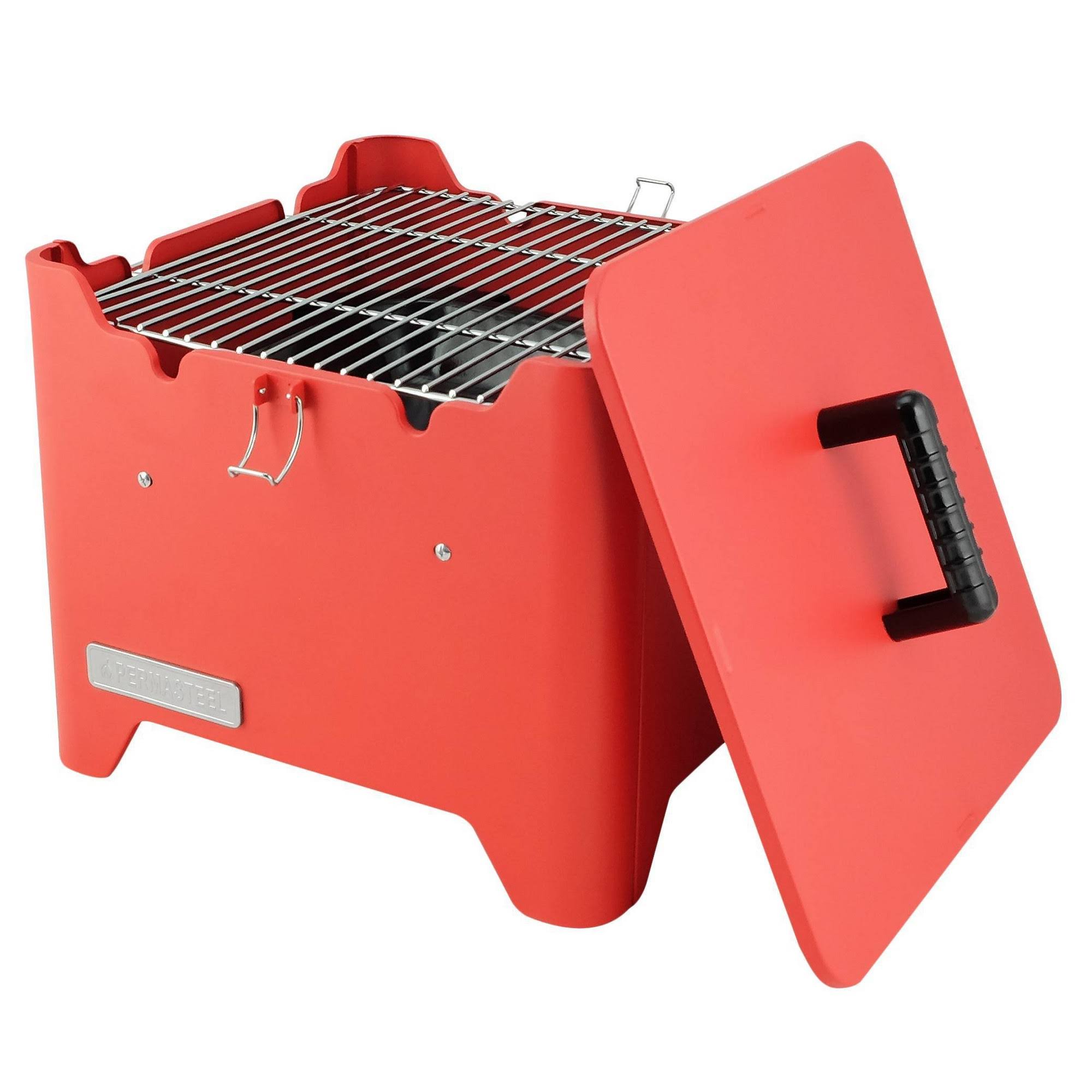 🔥Permasteel Portable Square Charcoal Grill Red CT03s