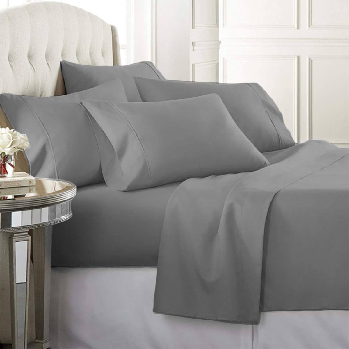 🔥Luxury Home 6Piece Bed Sheets Set Queen/Gray CT03s