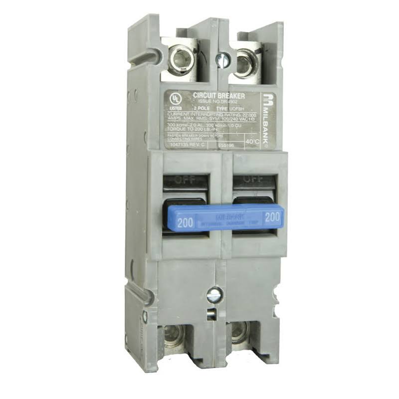 Milbank Uqfbh200 Circuit Breaker; 200 Amp, 240 Volt, 2Pole, BoltOn