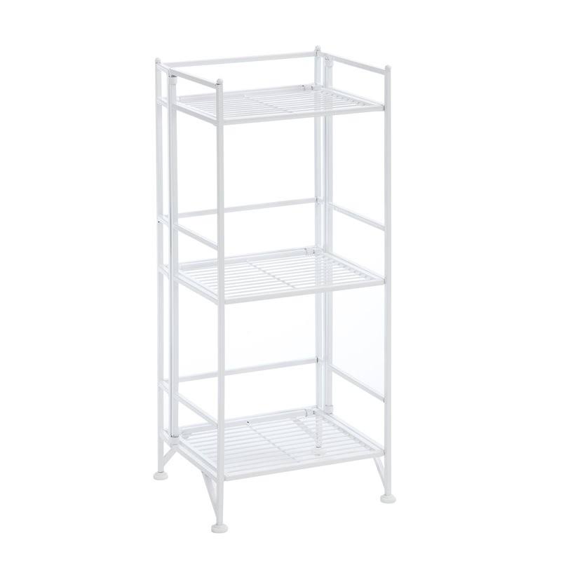 Pemberly Row ThreeTier Folding Shelf in White Metal Finish CT03s