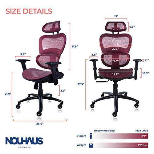 🔥NOUHAUS Ergo3D Ergonomic Office Chair Rolling Desk Chair with 3D