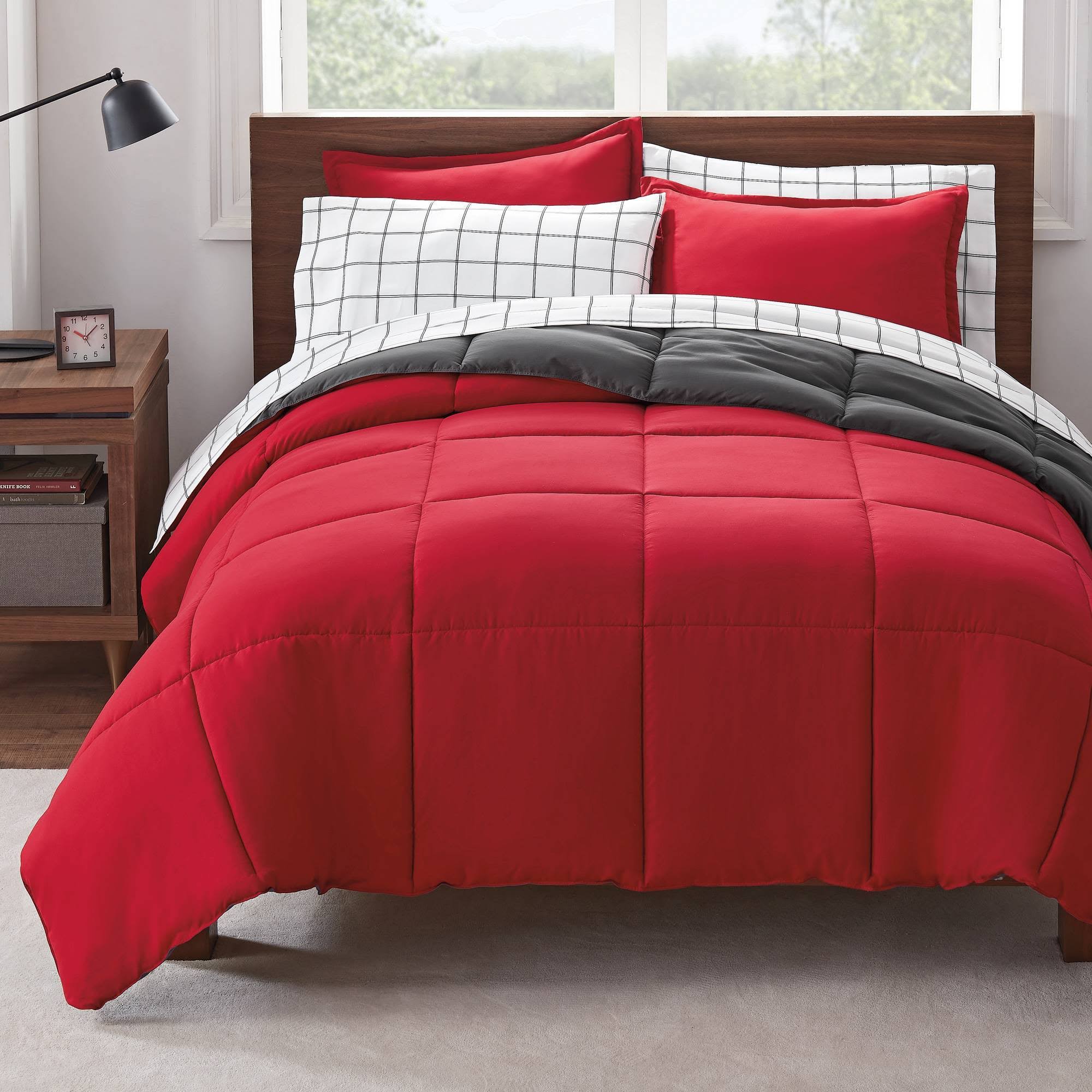 🔥Serta Simply Clean Antimicrobial Reversible Bed in A Bag (Red Twin