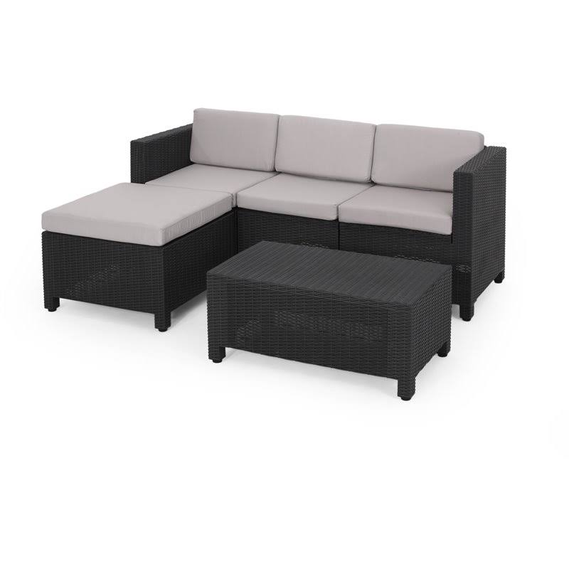 🔥Noble House Waverly Outdoor Wicker Print 3 Seater Sectional Set ...