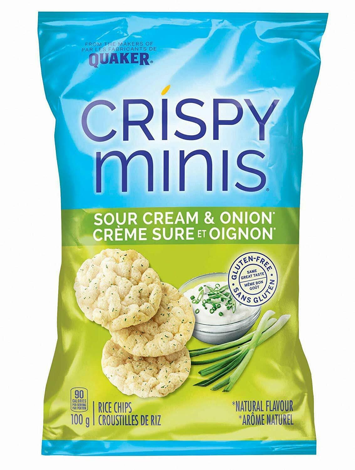 🔥Quaker Crispy Minis Sour Cream Onion Rice Chips 12 x 100g Bags Cana