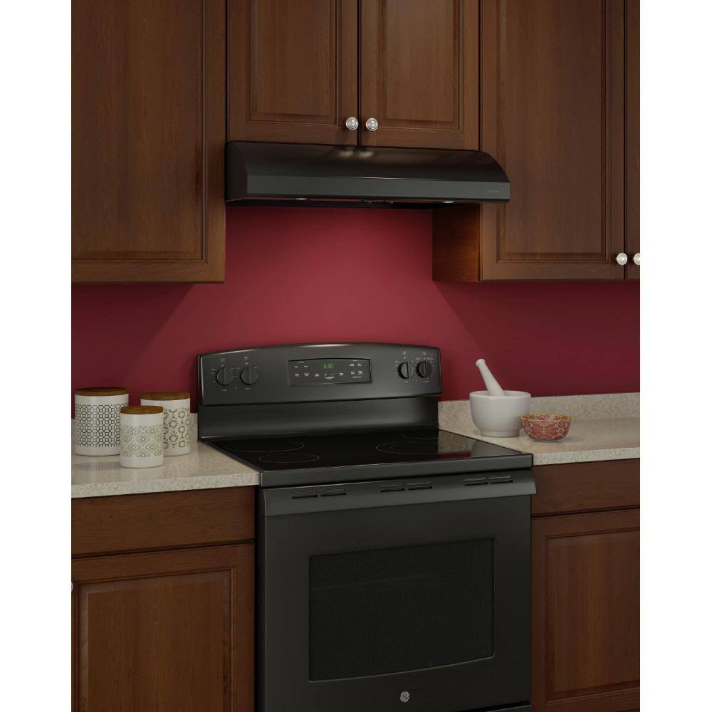 Nutone Under Range Hood 30 in. Lighted Convertible Black CT03s