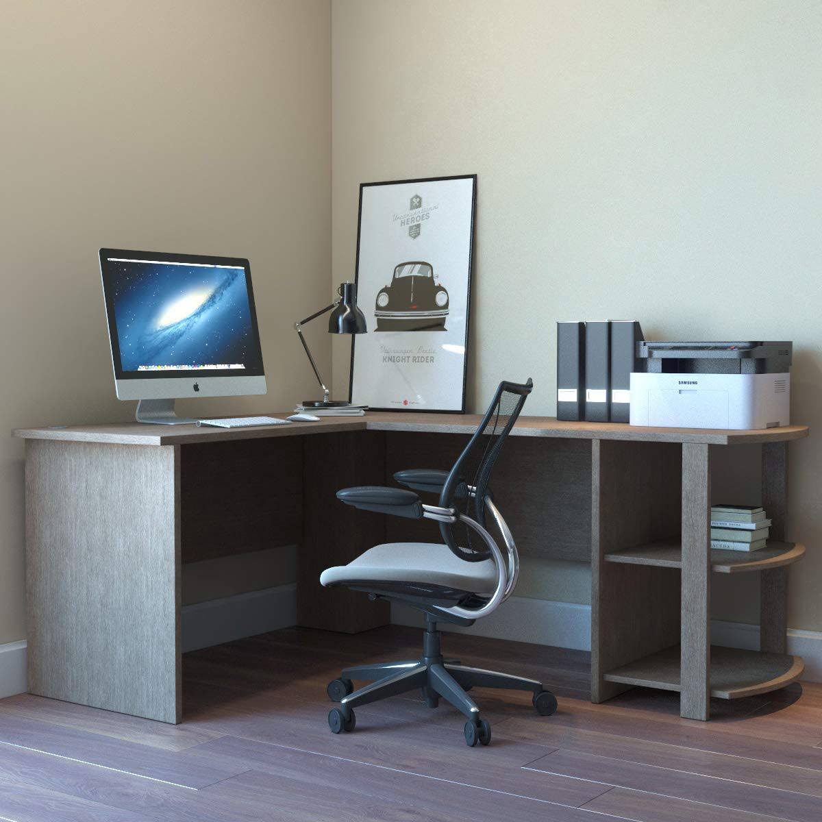 🔥ryan Rove Kristen Corner L Shaped Computer Desk Home Office Organizer With Open Shelves Cable 7780