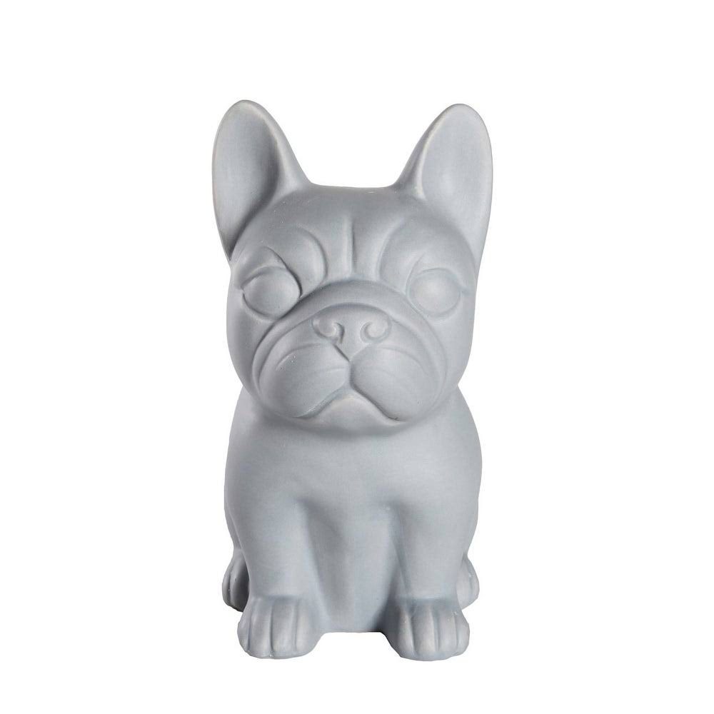 Sitting Frenchie Ceramic Statue Metallic Dark Grey CT