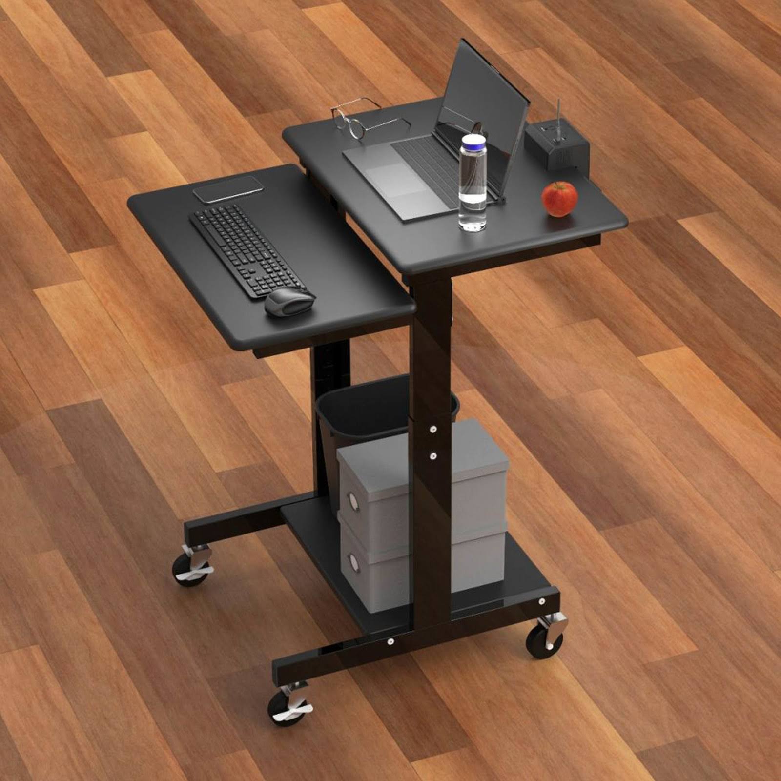 Offex Mobile Computer Workstation Cart with BatteryPowered Device
