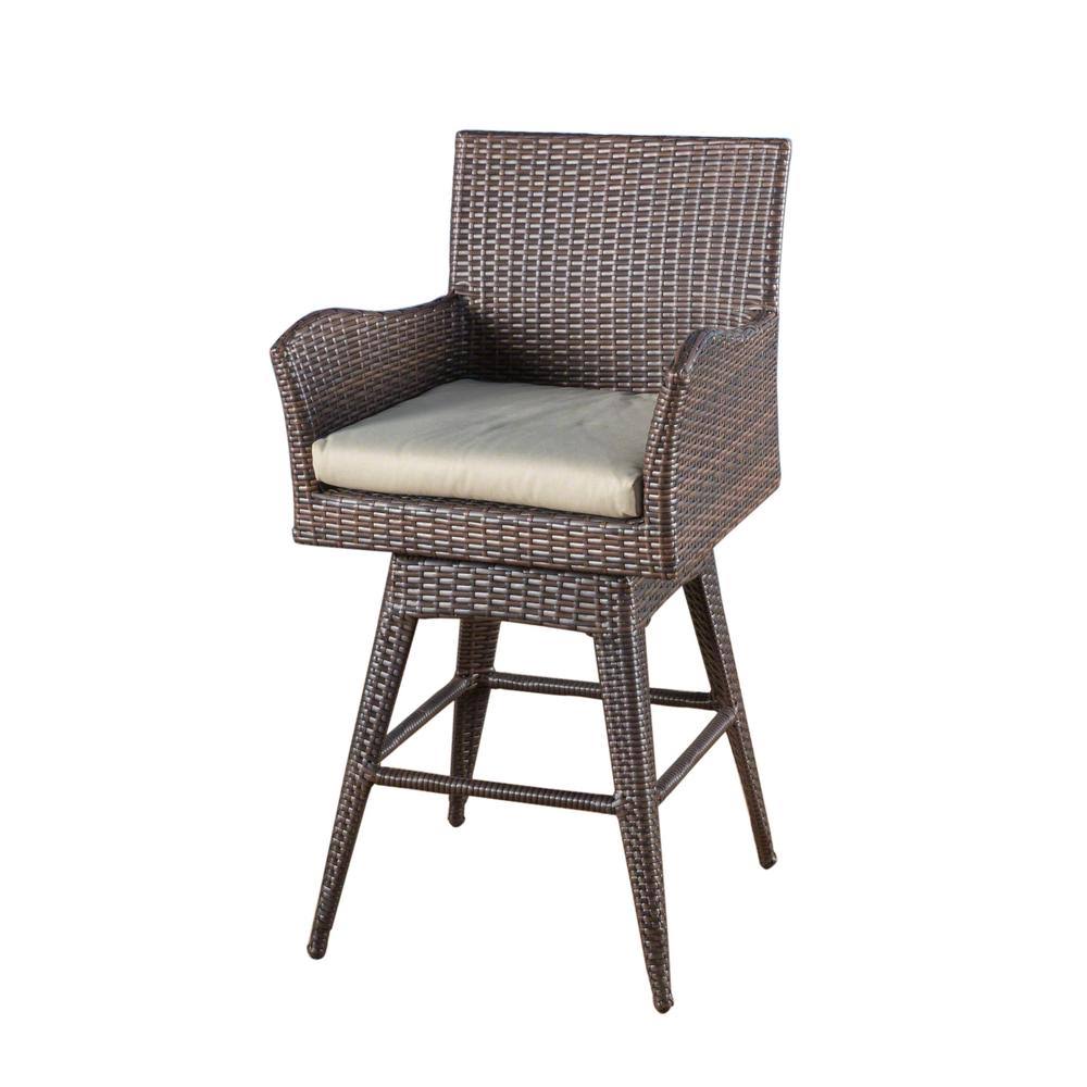 🔥Noble House Nancy Swivel Wicker Outdoor Bar Stool CT03s