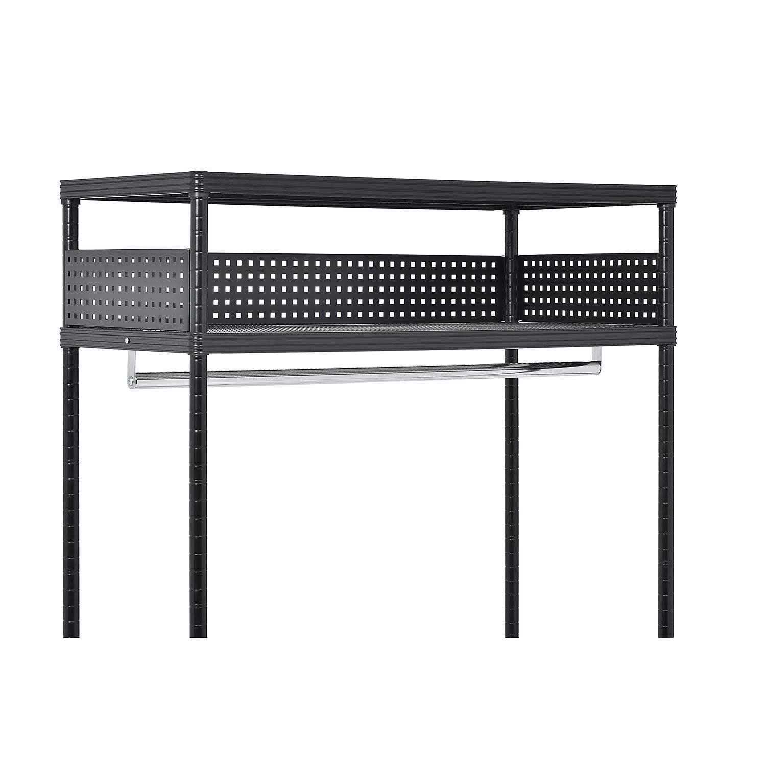 Muscle Rack Wire Mesh Garment Rack with Ledge, Black CT03s