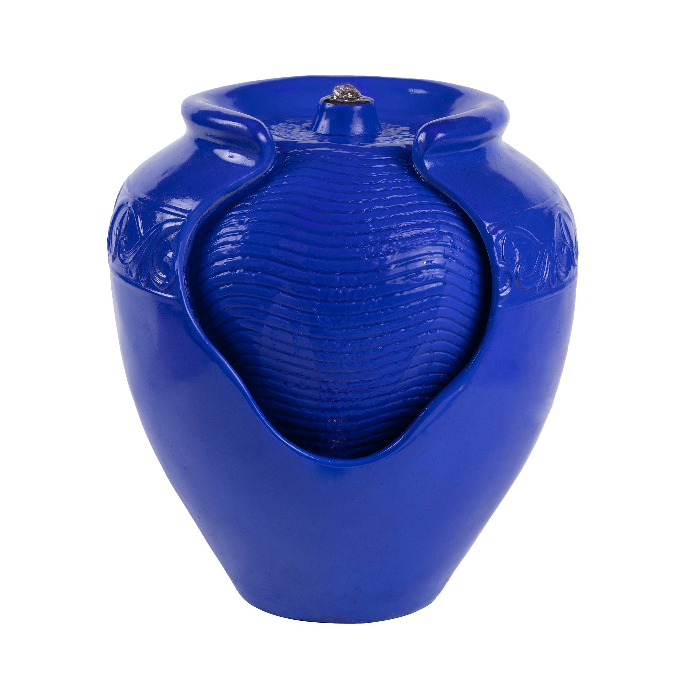 🔥Pure Garden Ceramic Jar Indoor/Outdoor Water Fountains Cobalt Blue