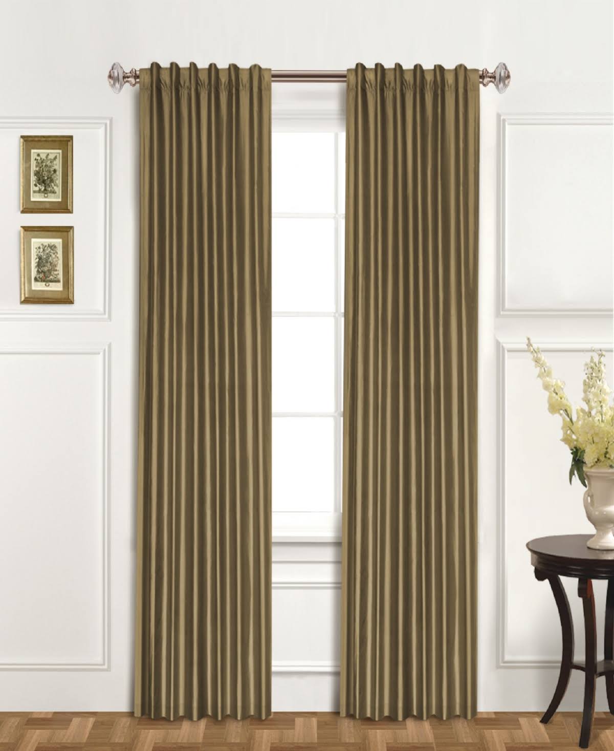 🔥United Curtain 100% Dupioni Silk Curtain Panel, Taupe - CT-03-s