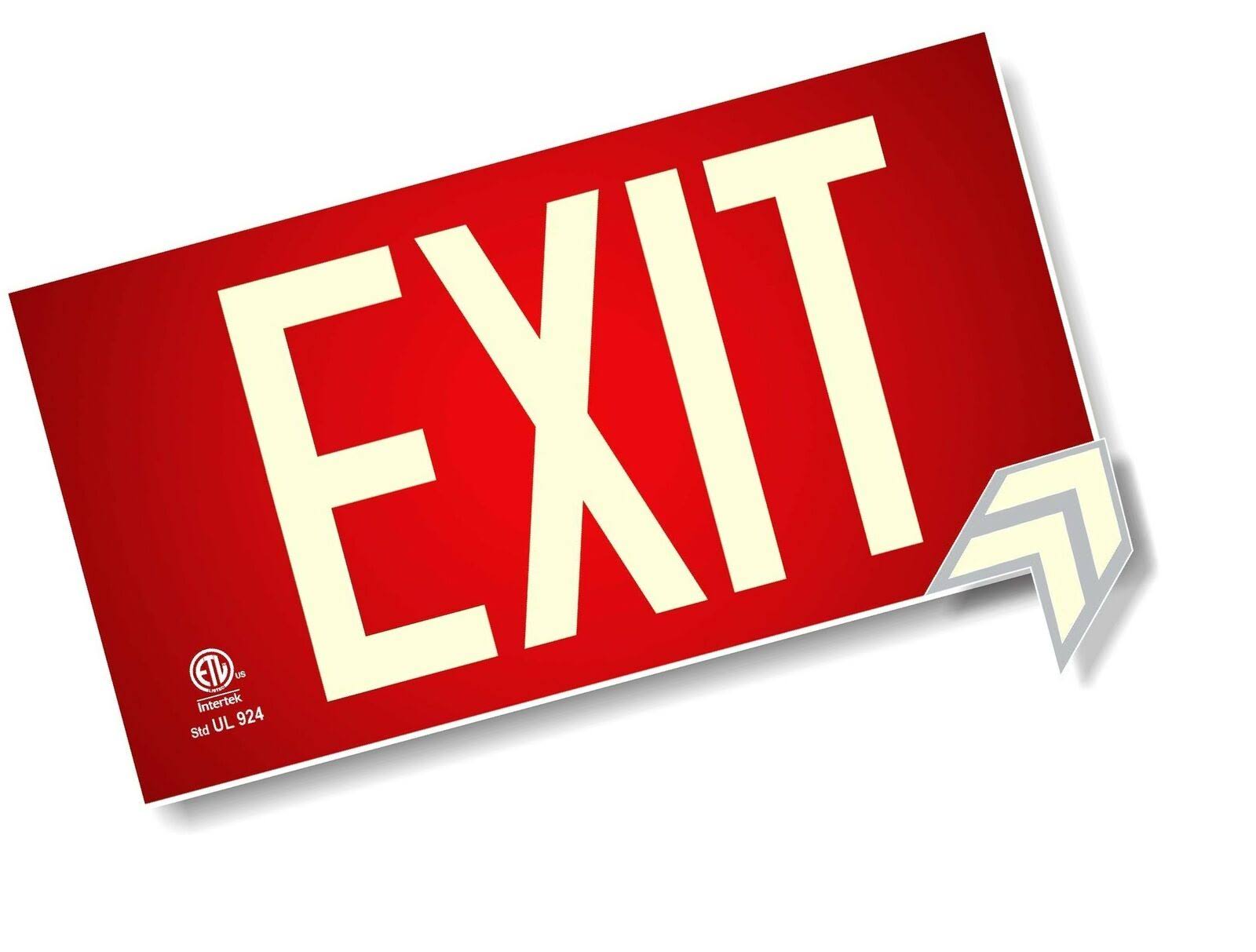 🔥Photoluminescent Exit Sign Red Aluminum Code Approved UL 924 IBC 2012 ...