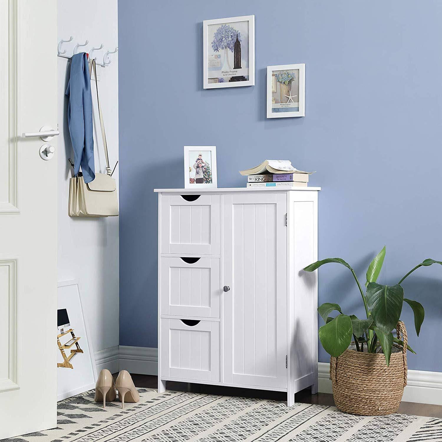 🔥VASAGLE Bathroom Storage with 3 Large Drawers, White UBBC49WT