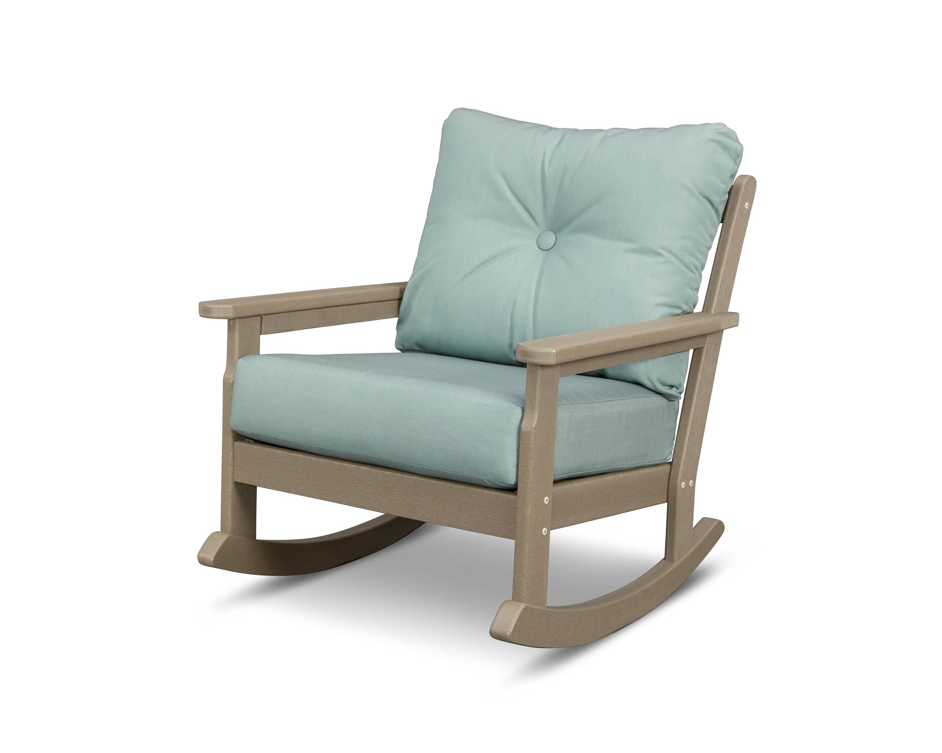 🔥POLYWOOD Vineyard Deep Seating Rocking Chair in Vintage Sahara / Spa
