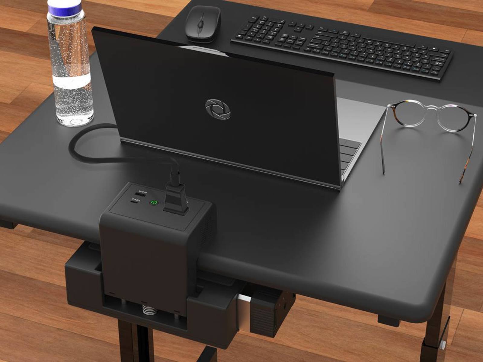 Offex Mobile Computer Workstation Cart with BatteryPowered Device