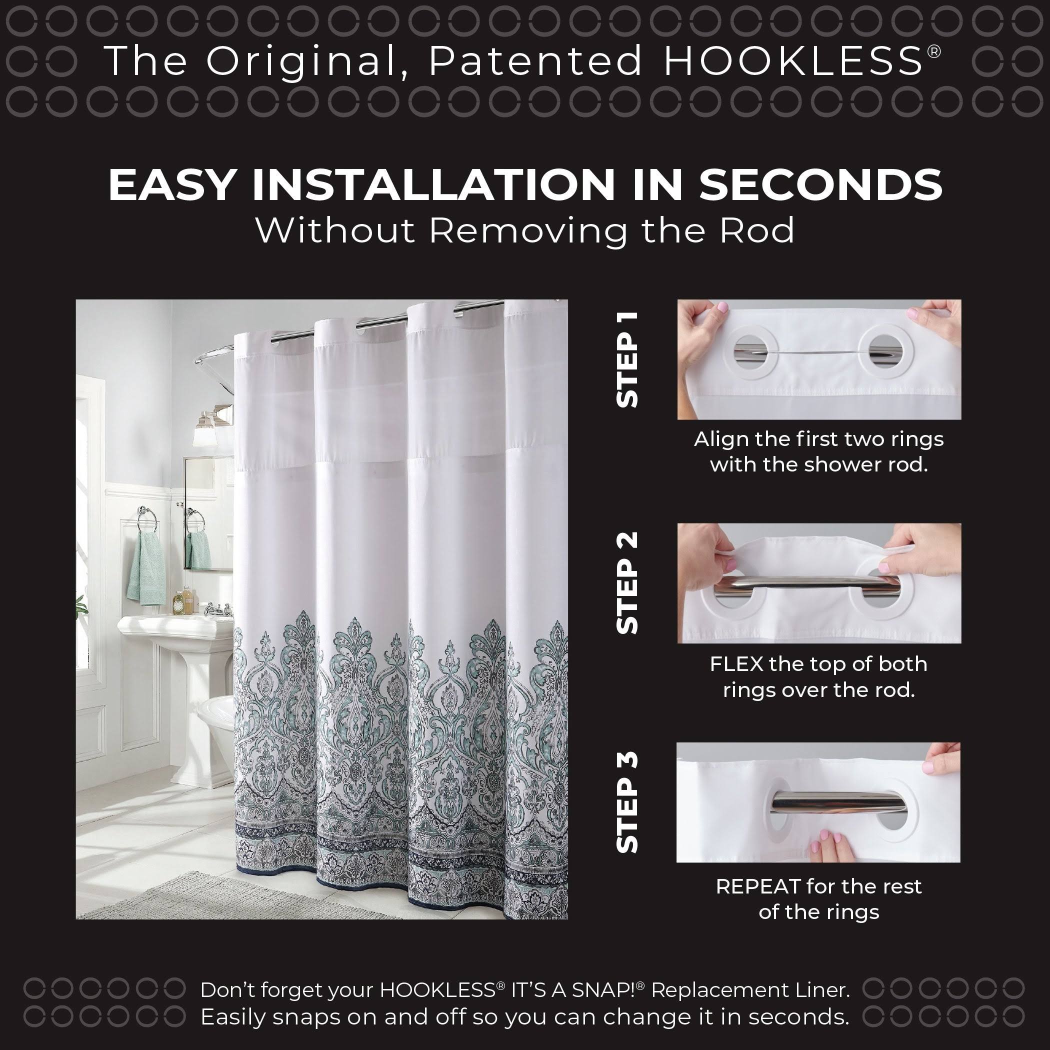 🔥Hookless Windstar Shower Curtain with Peva Liner Blue CT03s