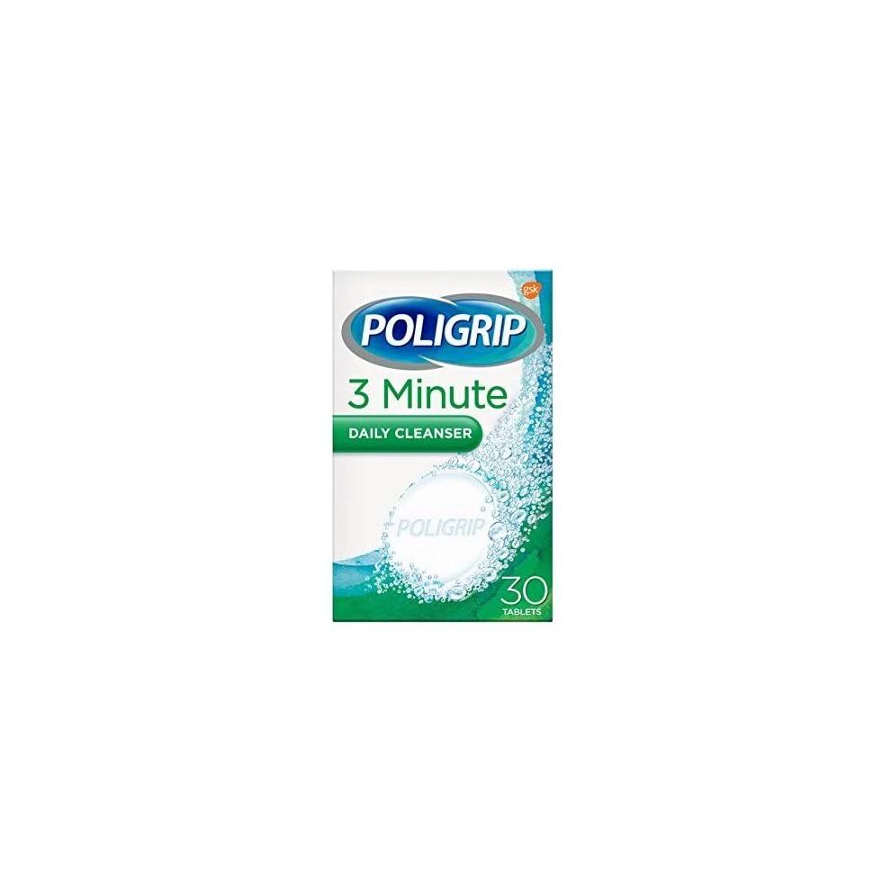🔥Poligrip Denture Cleaning Tablets, 3 Minute Daily Cleanser, 30 Tablets