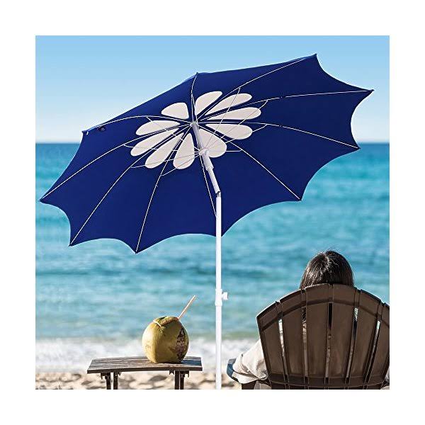 🔥AMMSUN 7ft 10 Panels Beach Patio Heavy Duty Umbrella Flower Design