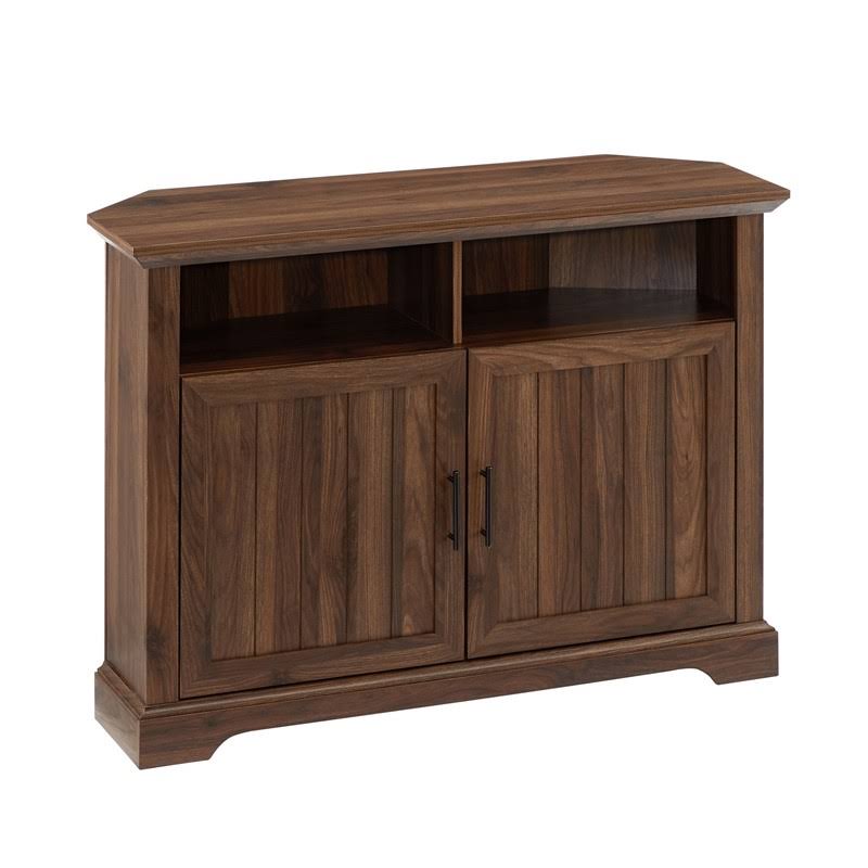 🔥Pemberly Row 48x22 Grooved Door Corner TV Stand in Dark Walnut CT03s