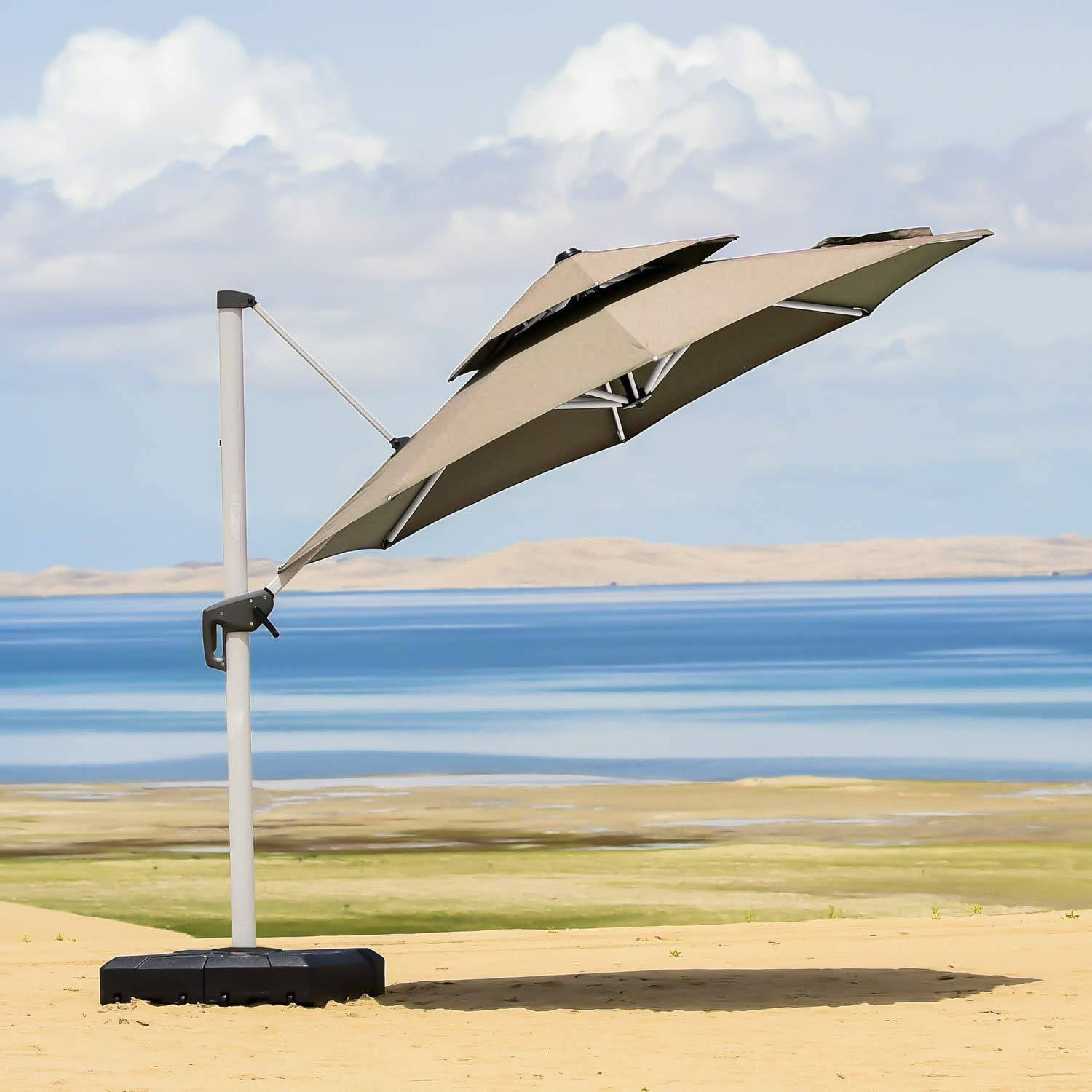 🔥Purple Leaf 11 Feet Double Top Round Deluxe Patio Umbrella Offset