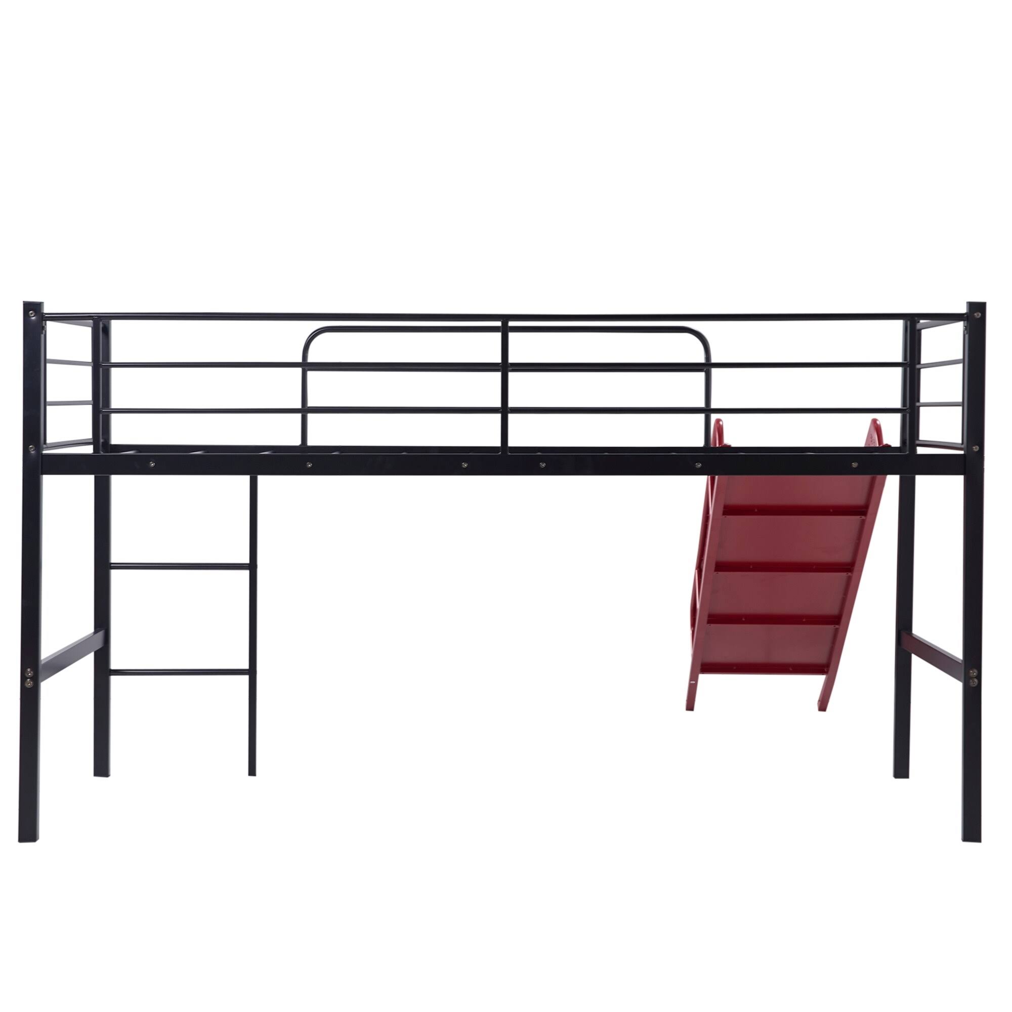 🔥Twin Metal Loft Bed with Slide, Multifunctional Design for Kids