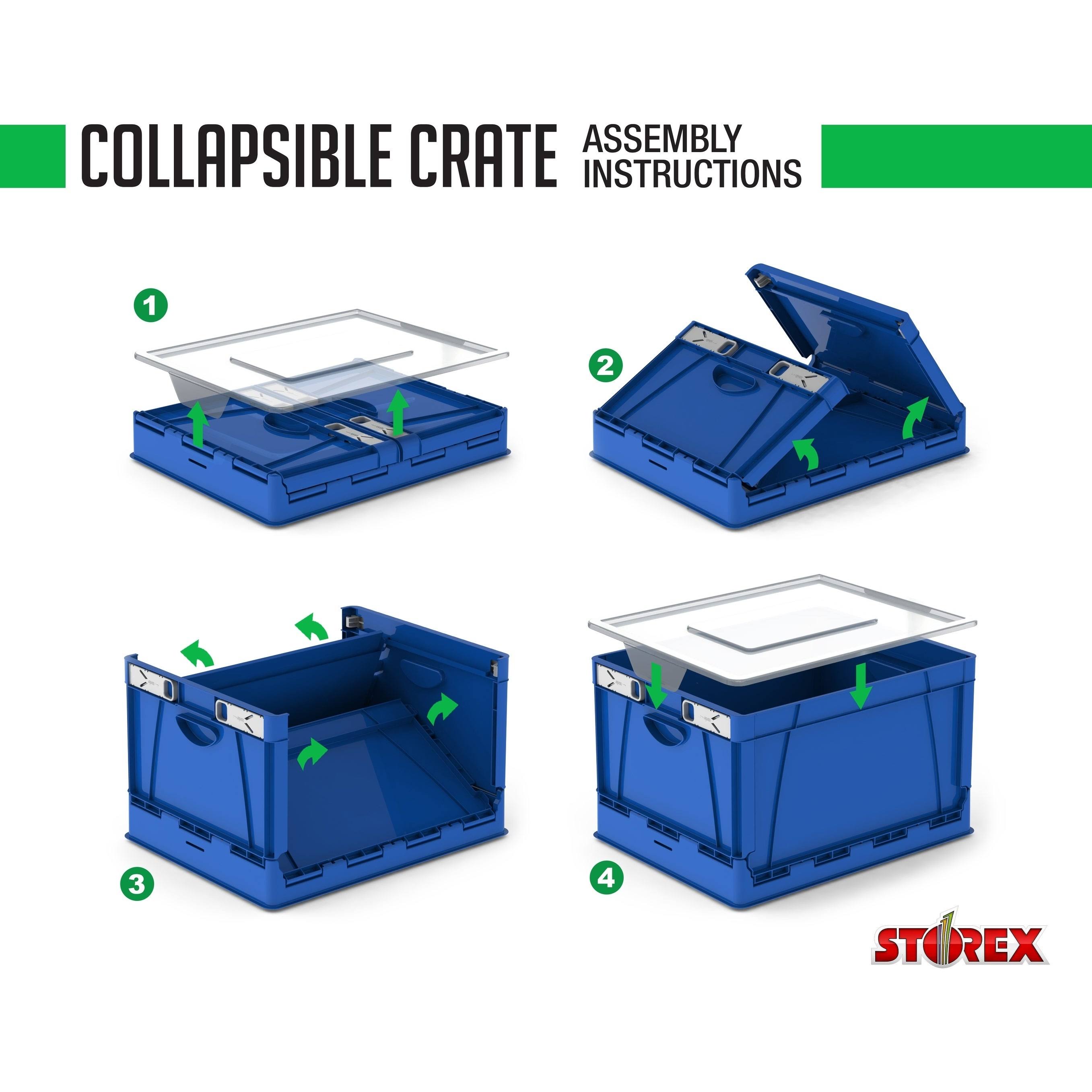 🔥Storex Collapsible Crate with Lid, Gray CT03s