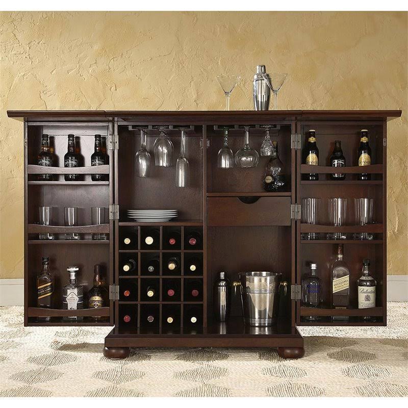 Pemberly Row Expandable Home Bar in Vintage Mahogany, Brown