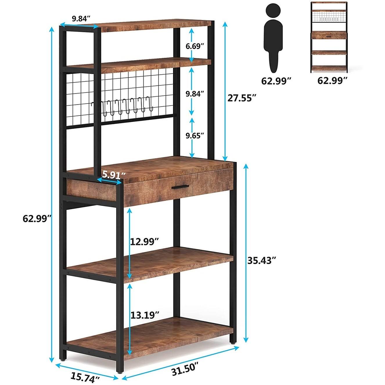Tribesigns Kitchen Bakers Rack with Hutch, 5Tier Kitchen Utility
