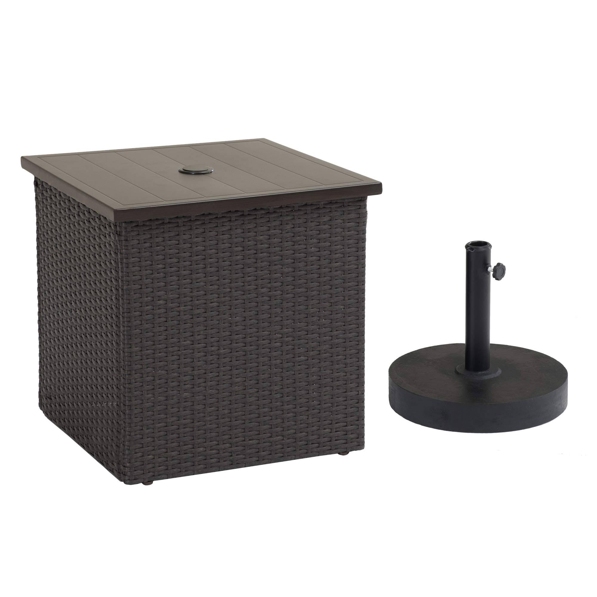 🔥Sunjoy Combination Umbrella Stand Side Table Brown CT03s