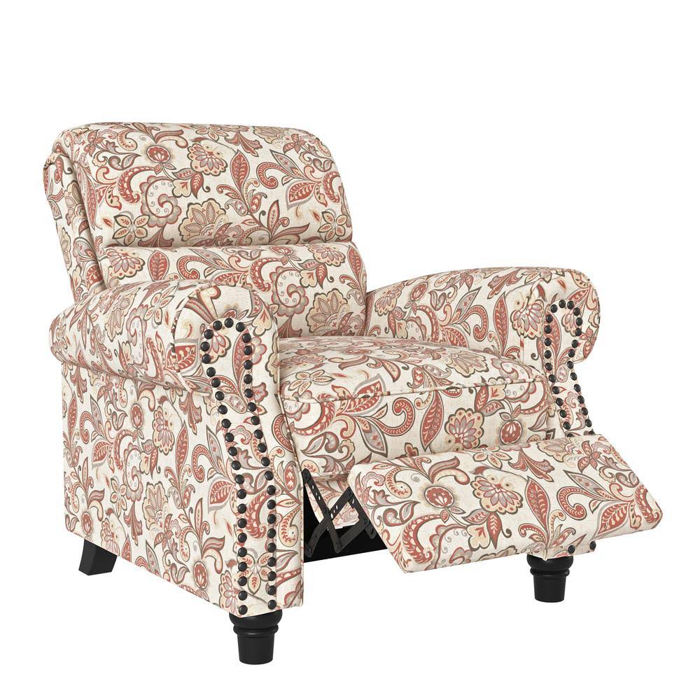 🔥ProLounger Rose Red MultiFloral Pushback Recliner with Bronze