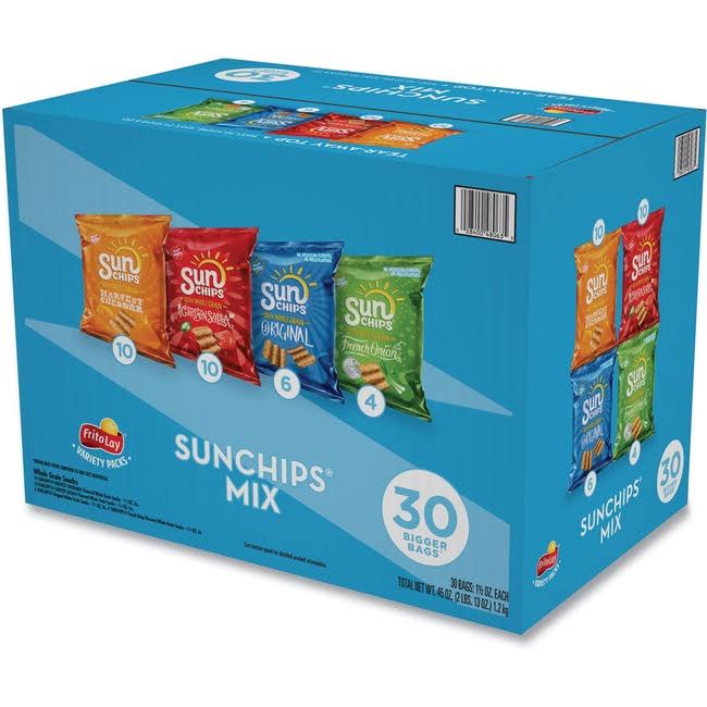 🔥Sun Chips Whole Grain Snacks, Mix, Variety Packs 30 pack, 1.5 oz