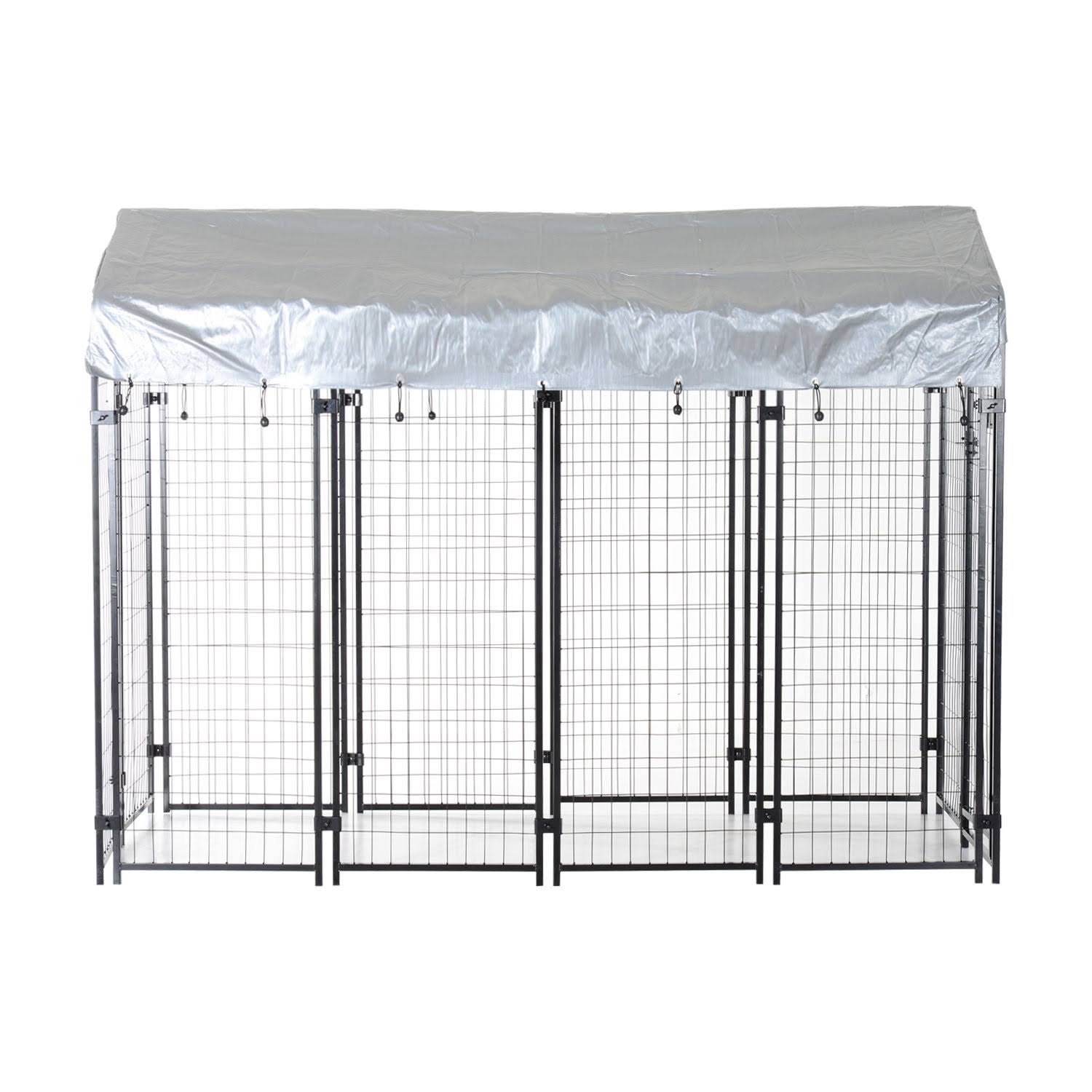 🔥PawHut Outdoor Covered Galvanized Metal Dog Kennel Playpen CT03s